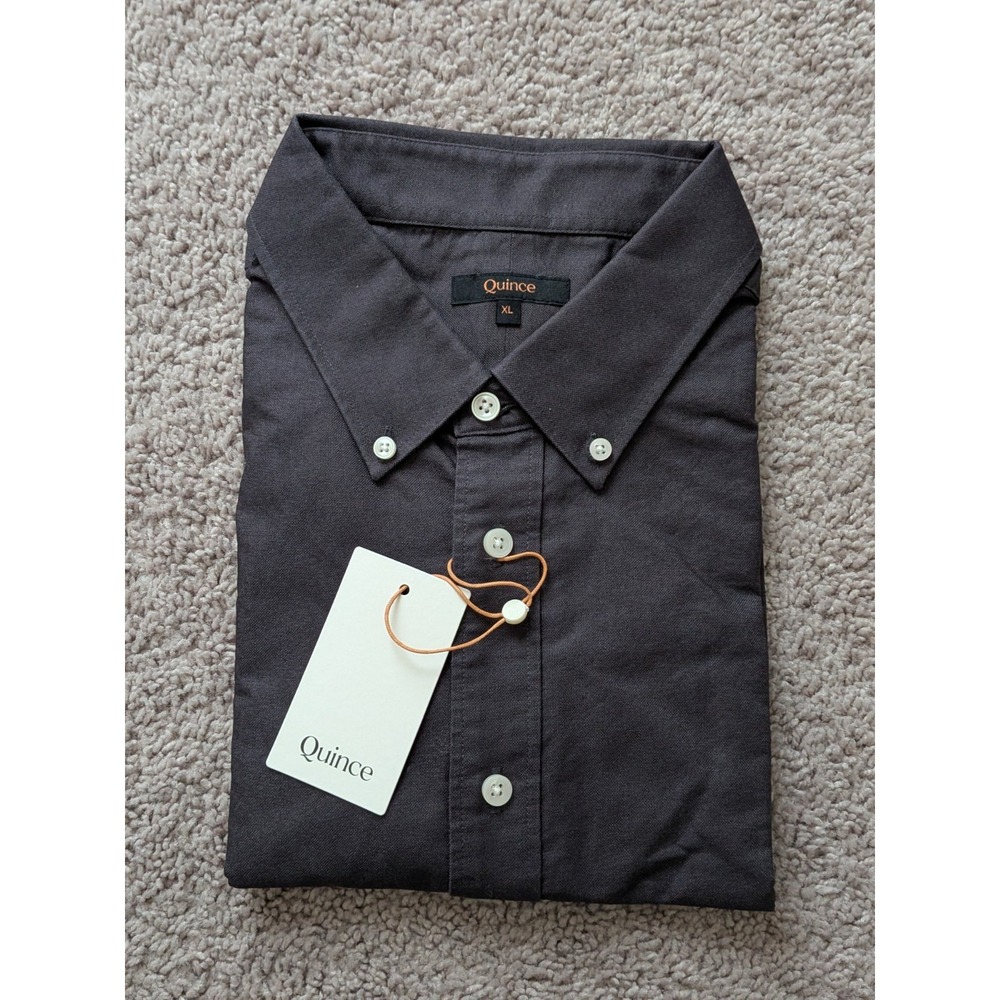 Quince 100% Organic Cotton Short Sleeve Oxford Shirt Dark Coal Mens XL NWT